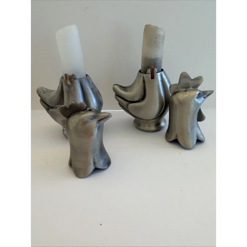 Vintage Aluminum Hen Rooster Salt &‎ Pepper Shakers Farmhouse MCM Pair